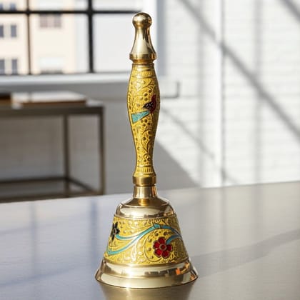 Brass Hand Bell No. 1 Yellow Colour, Height : 6.2 Inch (ZMAS167 A)
