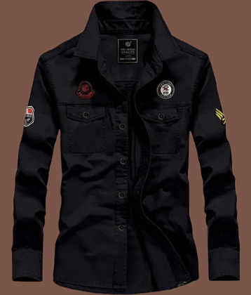 IQIVLI Cotton Blend Regular Fit Self Design Full Sleeves Men's Casual Shirt - Black ( Pack of 1 )