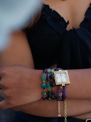 Natalie Bracelet and Wrist Watch Set-Multicolored