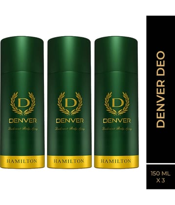 Denver Hamilton (150 ml x 3) Deodorant Spray for Men 450 ml ( Pack of 3 )