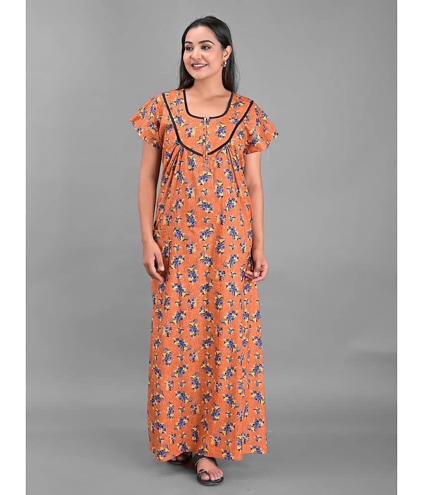 Apratim - Brown Cotton Women's Nightwear Nighty & Night Gowns ( Pack of 1 )