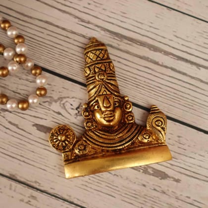 Brass Elegant Tirupathi Balaji Wall Hanging - 3.7 Inch Height