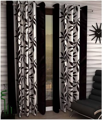 Tanishka Fabs Floral Semi-Transparent Eyelet Curtain 9 ft ( Pack of 2 ) - Multi Color