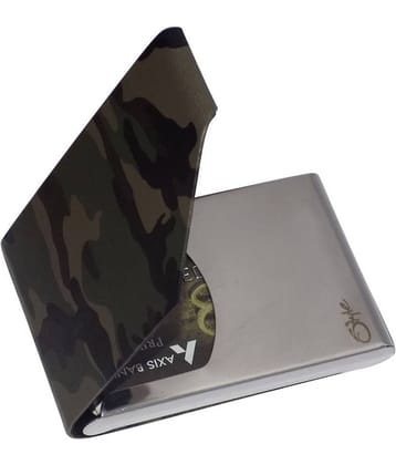 STYLE SHOES Leather Army Silver Green Atm, Visiting , Credit Card Holder, Pan Card/ID Card Holder , Pocket wallet Genuine Accessory for Men and Women