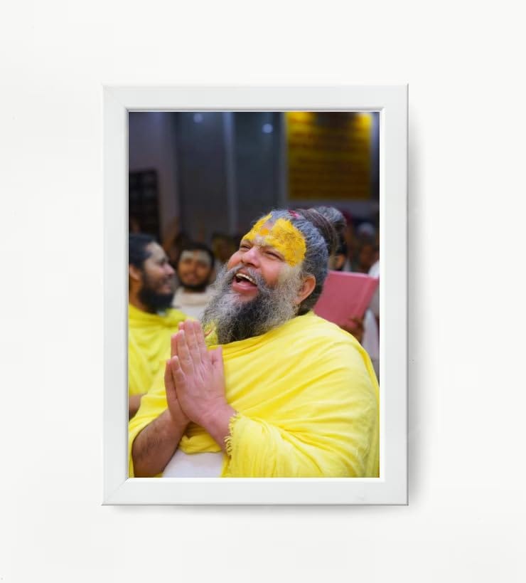 NOKKES Premanand Ji Maharaj White Religious Photo frame 5X7 Inch Photo Frame_WEW19