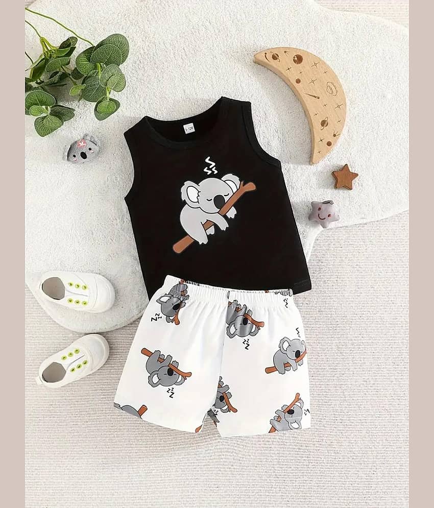 CUTEVIBE Pack of 1 Boys Cotton Blend T-Shirt & Shorts Set ( Black )