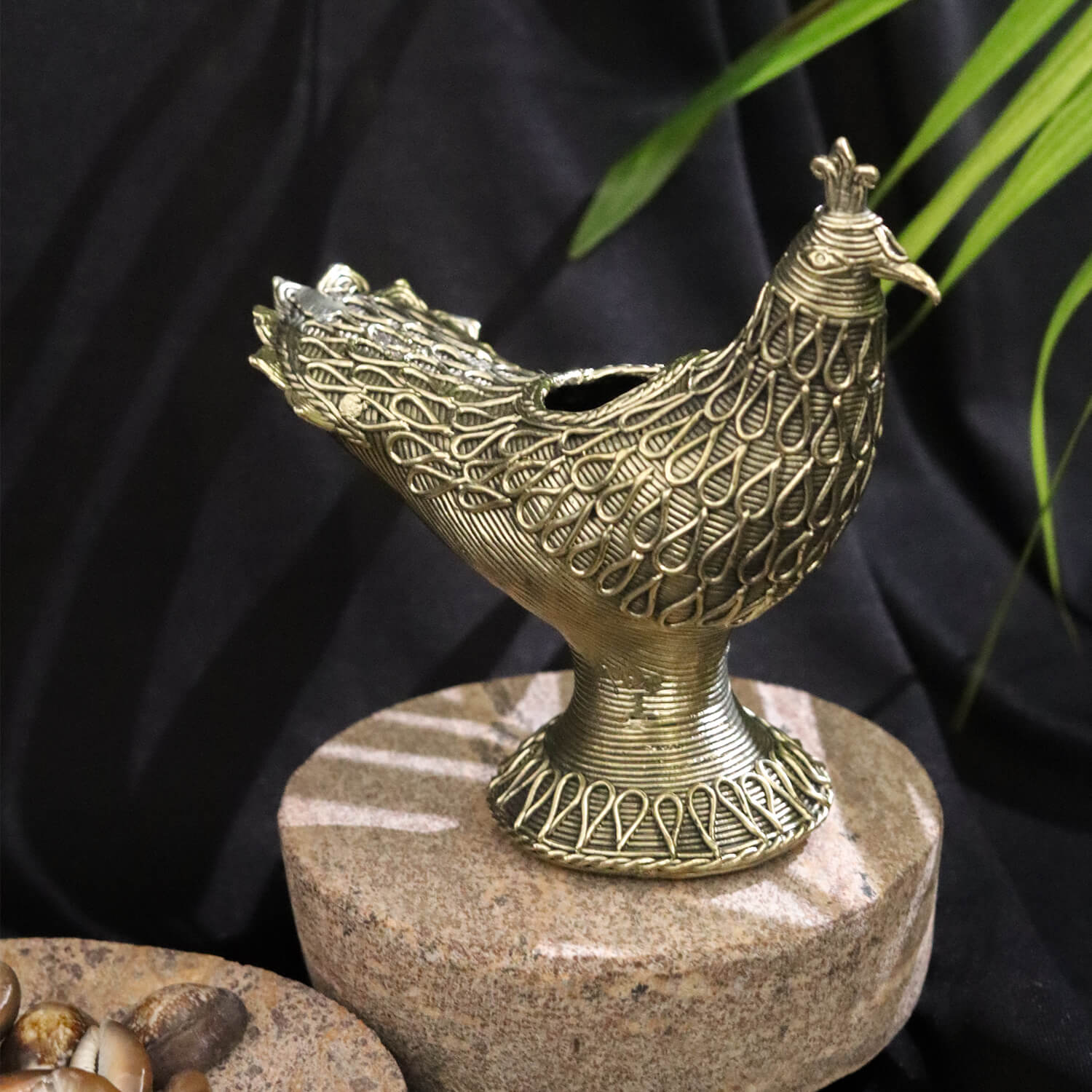 Dhokra Crafted Peacock Ashtray
