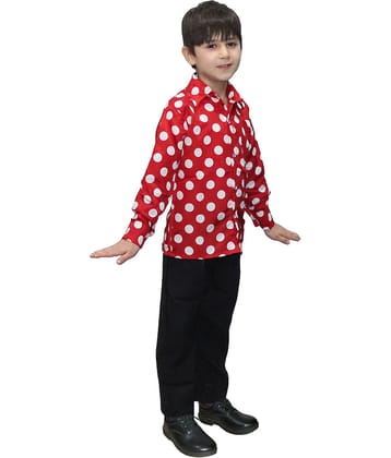 Kaku Fancy Dresses Polka Dot Shirt Western Costume for Boys, 5-6 Years (Red & White)