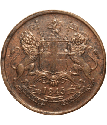 Half Anna 1845 East India Company - British India Old and Rare Coin