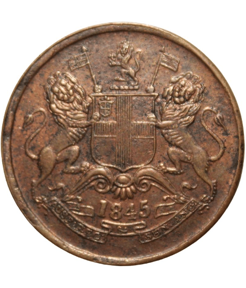 Half Anna 1845 East India Company - British India Old and Rare Coin
