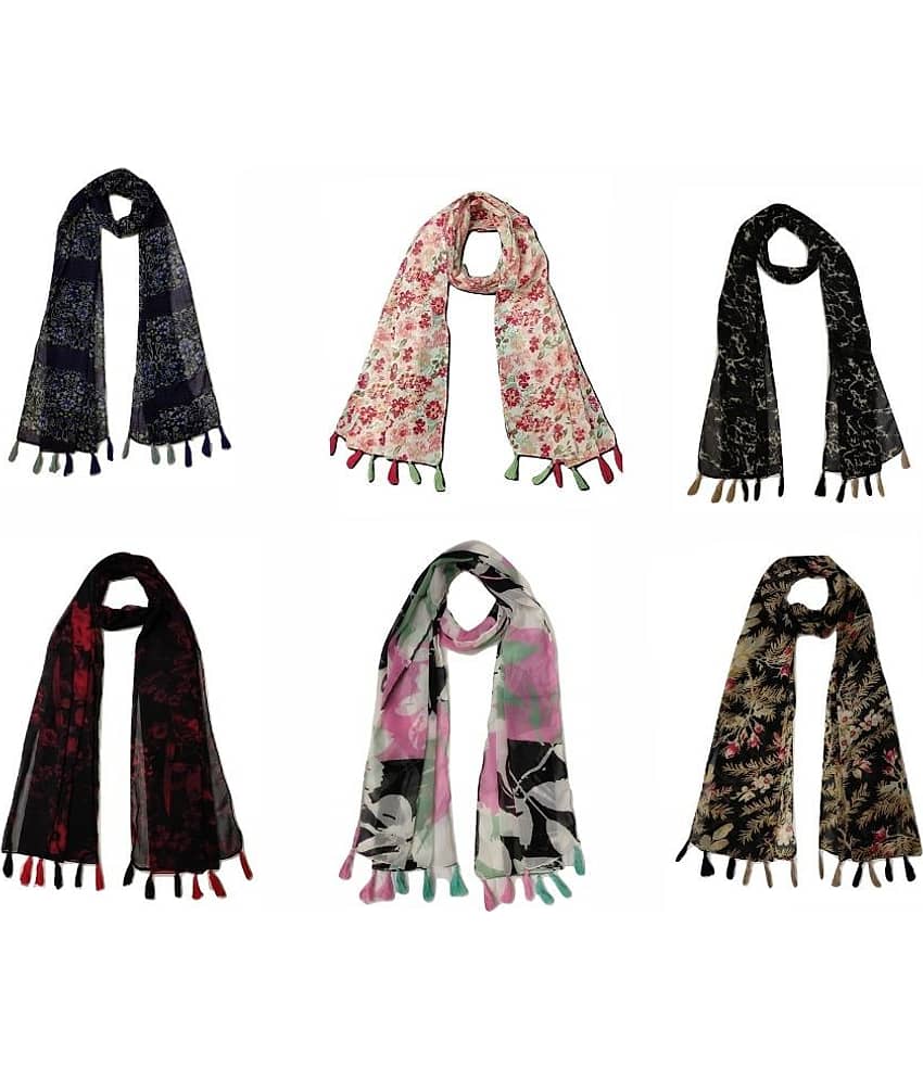 stolevilla Multi Printed Poly Cotton Yarn Stoles ( Pack of 6 )