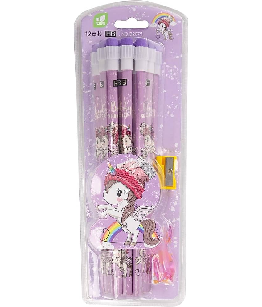 JELLIFY Funny Colorful Uni_co_rn Pencils with Top Erasers for Teachers Classrooms Reward Birthday Party Kids Gifts Supplie School, Office, Sketching and Learning Activities (12 Pencil)