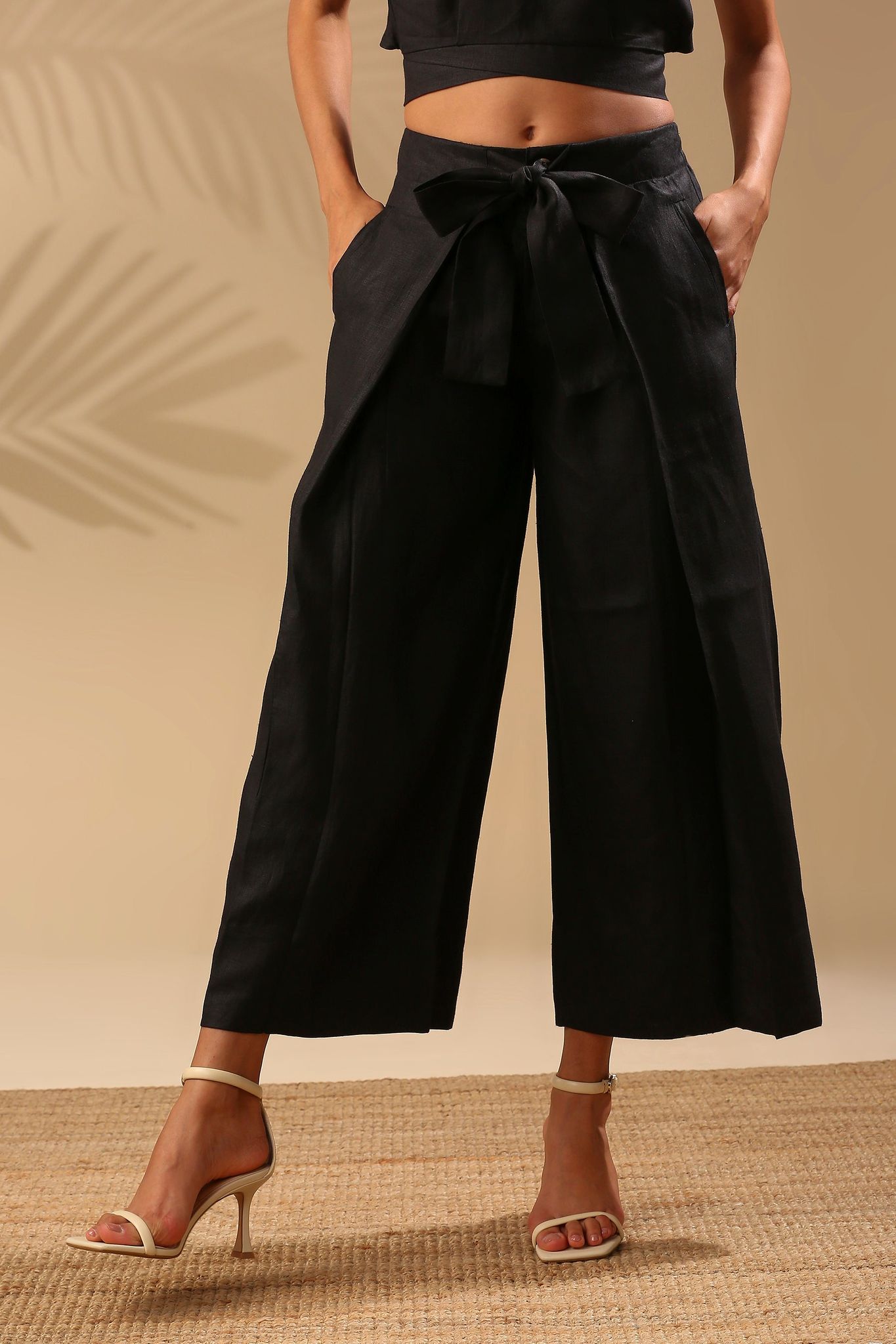 Magnolia Palazzos (Black)-XS