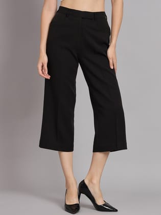 Straight Fit Mid Waist Culottes - Black-3XL