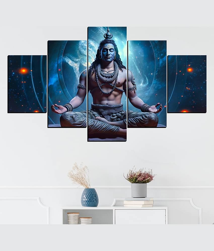 SNDArt Set Of 5 Lord Shiva Wall Paintings For Living Room Gift Items 18 x 30 inch