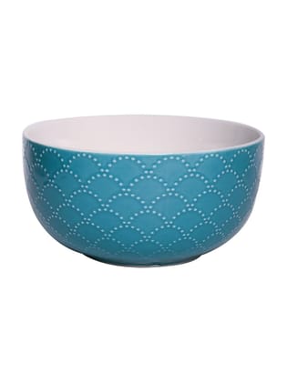 Turquoise Ceramic Bowl - 580Ml, Fish Scale