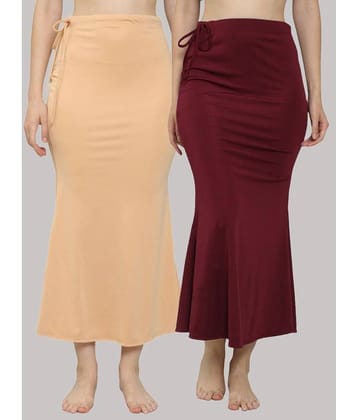 MEGASKA Multicoloured Lycra Petticoat - Pack of 2