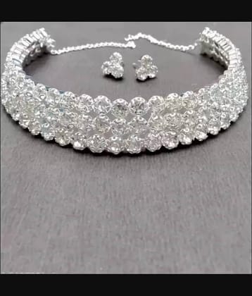 Rhosyn Silver Alloy Necklace Set ( Pack of 1 )