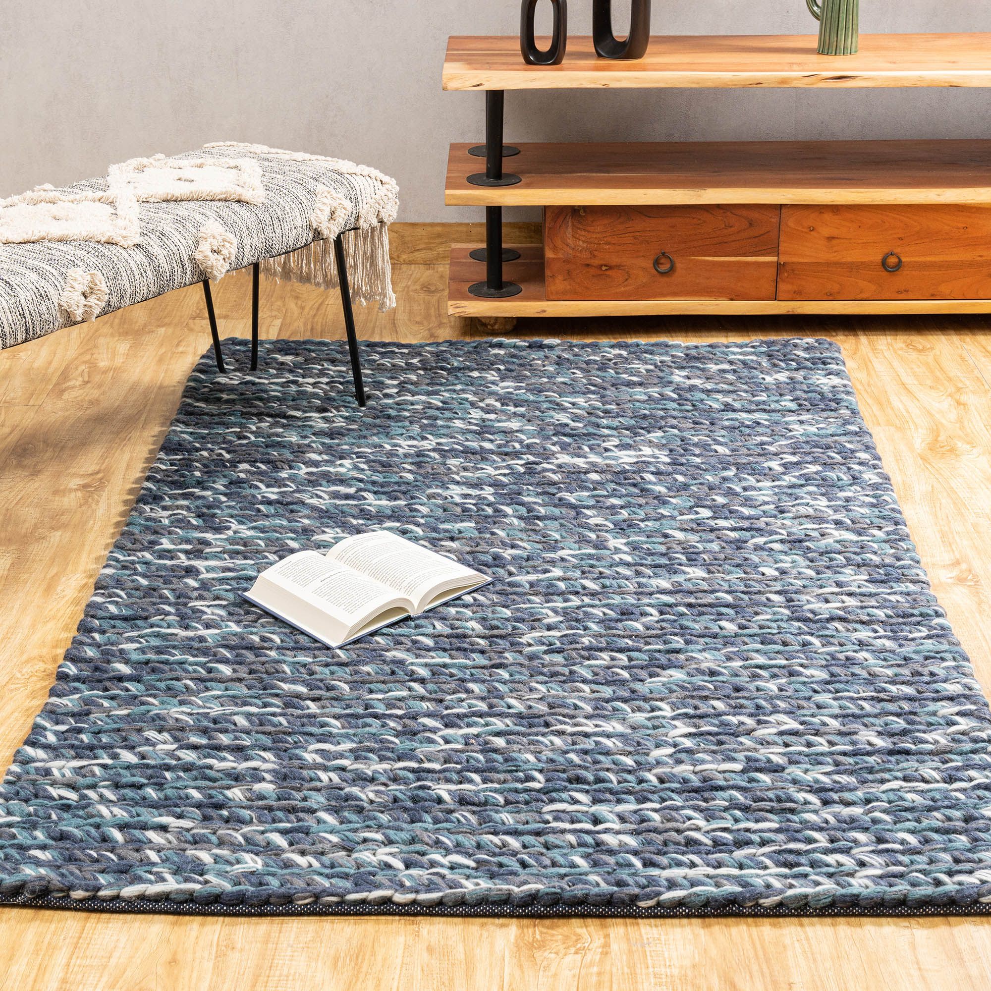 Nordic Blue Chunky Rug-3 ft. x 5 ft.
