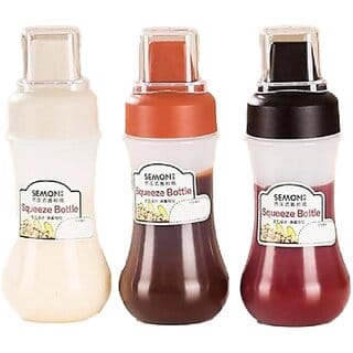 2 pcs Squeeze Bottle Condiment Bottles Hot Sauce Dispenser 350 ml Spray Bottle  (Pack of 2, Multicolor, Plastic)