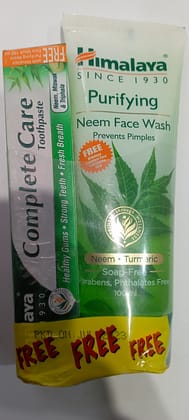 Himalaya purifying neem face wash prevents pimples with free toothpaste complete 100 ml