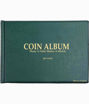 House of Quirk 240 Pockets Coin Holder Collection Coin Storage Album Book for Collectors, Money Penny Pocket (Blue)