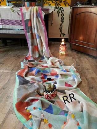 AWESOME LINEN COTTON PRINTED SAREE - 1906