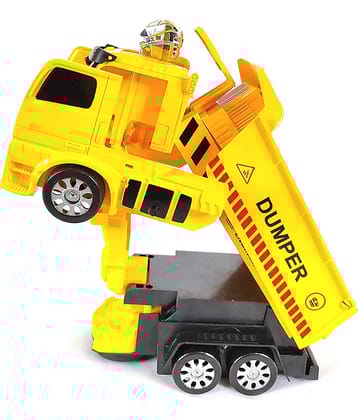 RAINBOW RIDERS Transformers Engineering Form Deformation Robot Truck || Deform Dumper  Truck /JCB Robot 3MDL Dumper For Kids /Battery Operated Truck For Boys Girls  ,3+Years Children/Plastic  Truck With Light and Music (Multicolor)