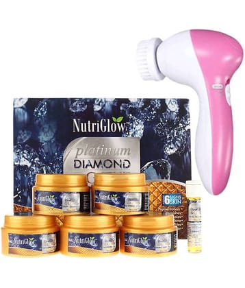 Nutriglow Platinum Diamond & Gold Natural Glow Facial Kit For All Skin Type 260gm with Face Massger (Pack of 2)