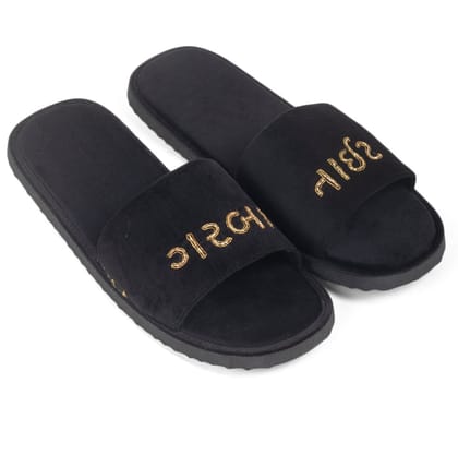 Garba Night Gujarati Domani Slippers (Desi Series)-EU 42 / UK 8 / Black