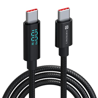 Portronics Konnect View 100W Type-C, LED Wattage Display, Seamless Sharing, Laptop charging