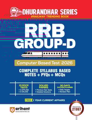 Arihant RRB Group D CBT Exam Preparation Book 2026 | Complete Syllabus Based Notes + PYQs and MCQs | 10 Mock Tests (5 Offline + 5 Online) | Solved Papers... (Railway Recruitment Board Study Package) [Paperback] [Oct 30, 2024] Arihant