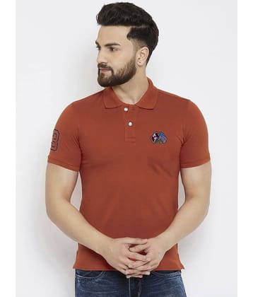 Merriment Pack of 1 Cotton Blend Regular Fit Solid Half Sleeves Men's Polo T Shirt ( Rust Brown )