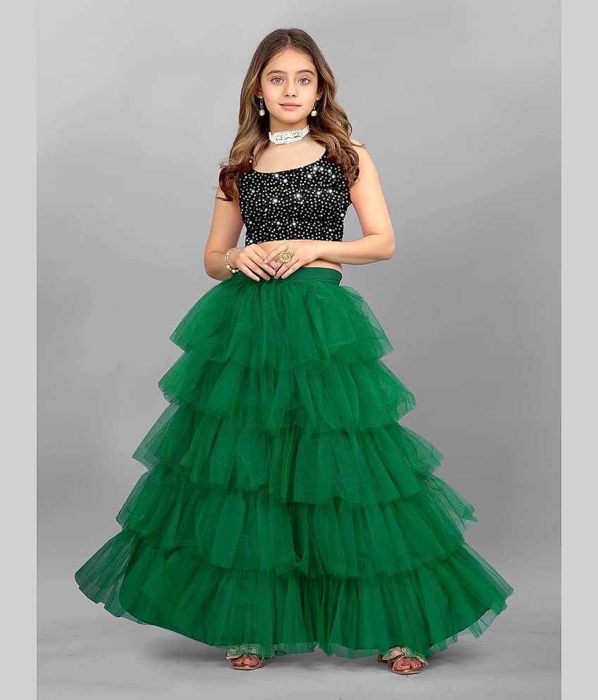 JULEE Net Lehenga Skirt For Girls ( Pack of 1 , Black )