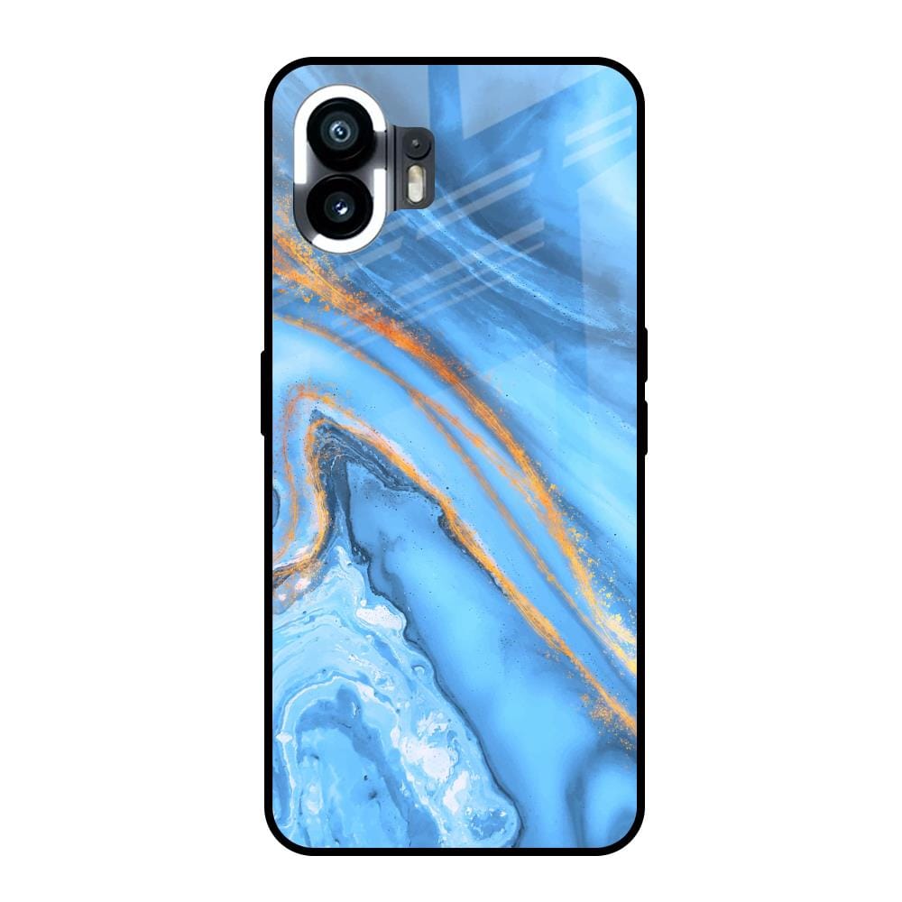 Vibrant Blue Marble Glass Case for Nothing Phone 2