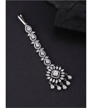 Priyaasi Designer American Diamond Silver Plated Maang Tika