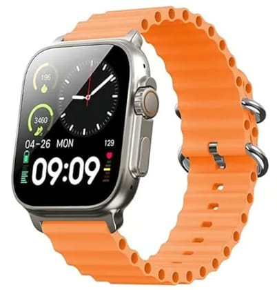 Ultra Series 8 AMOLED 368 * 448px 1.89 High Resolution,BT Calling and 123 Sports Modes Smartwatch (Orange Strap, Free Size)
