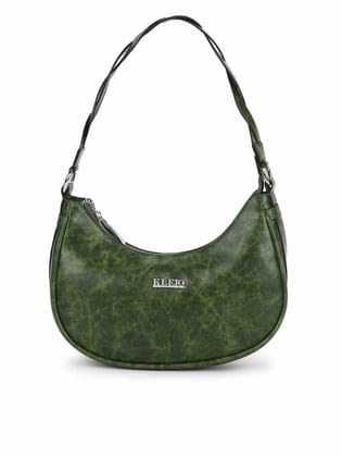 Twist Handle Vegan Shoulder Bag (M)-Olive Green