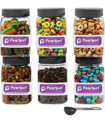 PearlPet Plastic Black Multi-Purpose Container ( Set of 6 )