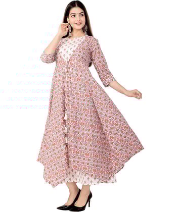 miravan Orange Cotton A-line Kurti