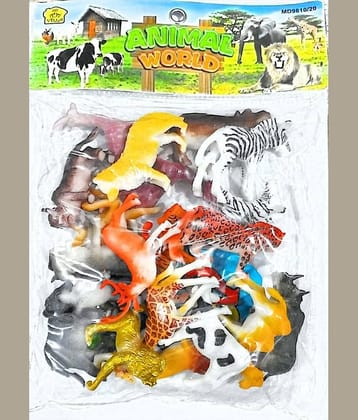 Wildlife Model Mini Jungle Animal Toy Set Realistic Animal Figures Toys Animal Toy Set Play for Kids (Mix-Animal_12 Pcs) (Multicolor)