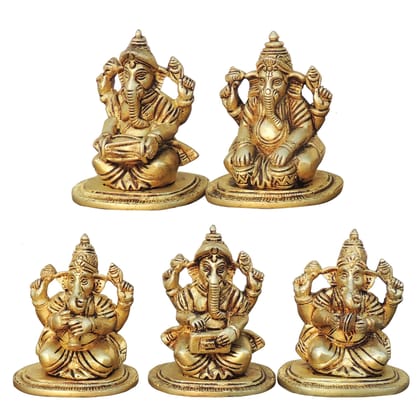 Brass Musical Ganesh Idol – Playing Instrument Ganesha Brass Statue, Height : 4 Inch (BSMAS1649 H)