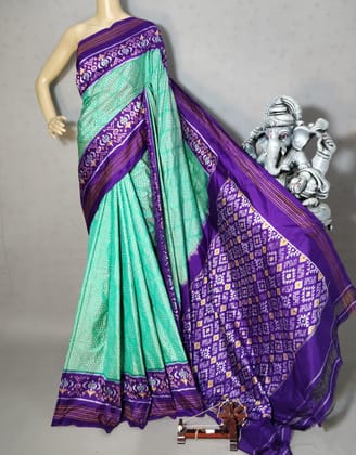 Pochampally Ikkat Silk And Pattu Blue Purple