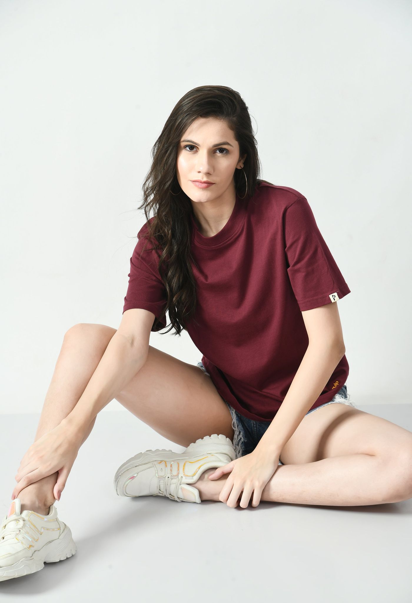 Drop Shoulder Crew Neck Tee High Rib Collar - Made in BCI Cotton Large / Peach