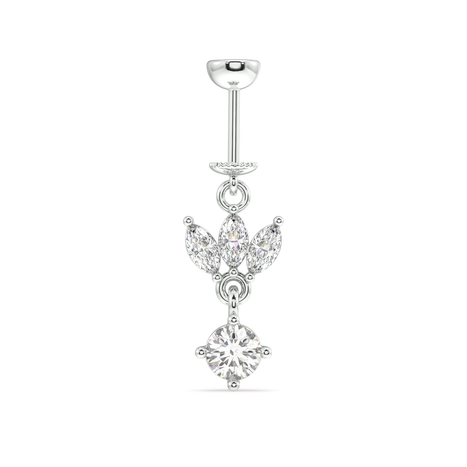 Lotus with a zircon stone drop - screw Helix Hanging