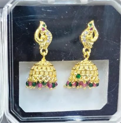 Micro gold AD stone & hydro crystal Jhumki.