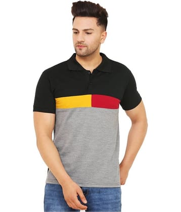 Leotude Pack of 1 Cotton Blend Regular Fit Colorblock Half Sleeves Men's Polo T Shirt ( Grey )