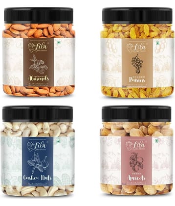 Lila Dry Fruits Cashew(250gm), Almond (250gm), Green Raisin (250gm) & Apricots(250 gm)