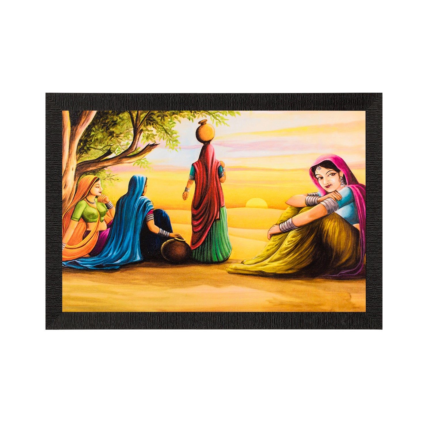 Village Women Satin Matt Texture UV Art Painting