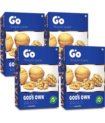 Go Organic Kashmiri Light Quarters Walnuts Kernels (Without Shell) 1 Kg (250g x 4) | New Crop | Fresh Walnuts